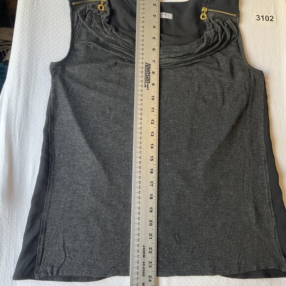 Marc New York Andrew Women Blouse Size S Gray Zipper Crew Neck Pullover Stretch - Picture 6 of 8